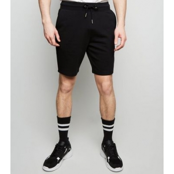 Black Drawstring Waist Jersey Shorts