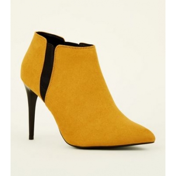 Mustard Suedette Stiletto Heel Chelsea Shoe Boots