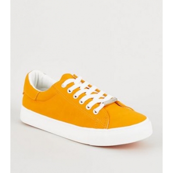 Orange Faux Nubuck Lace Up Trainers