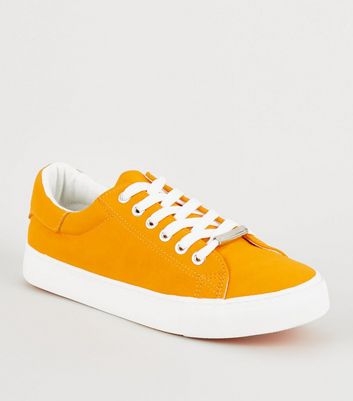 Orange Faux Nubuck Lace Up Trainers