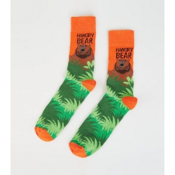 Bright Orange Hangry Bear Slogan Socks