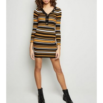 Tokyo Doll Orange Stripe Ribbed Mini Dress