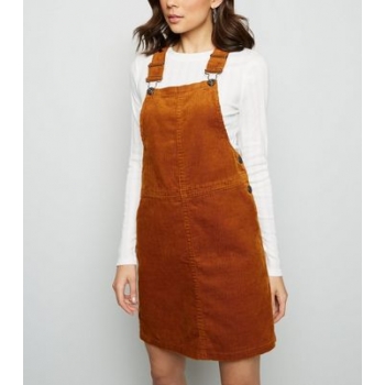 Tan Corduroy A-Line Pinafore Dress