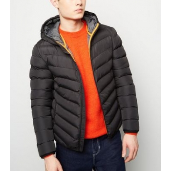 Black Lightweight Hooded Puffer Jacket