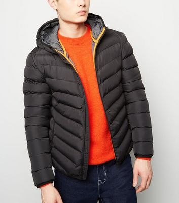 Black Lightweight Hooded Puffer Jacket