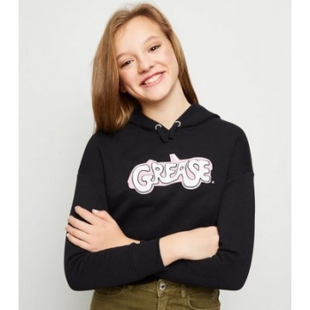 Girls Black Grease Slogan Hoodie