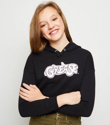 Girls Black Grease Slogan Hoodie