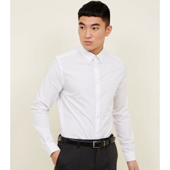 White Collared Long Sleeve Poplin Shirt