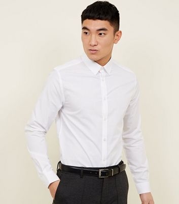 White Collared Long Sleeve Poplin Shirt