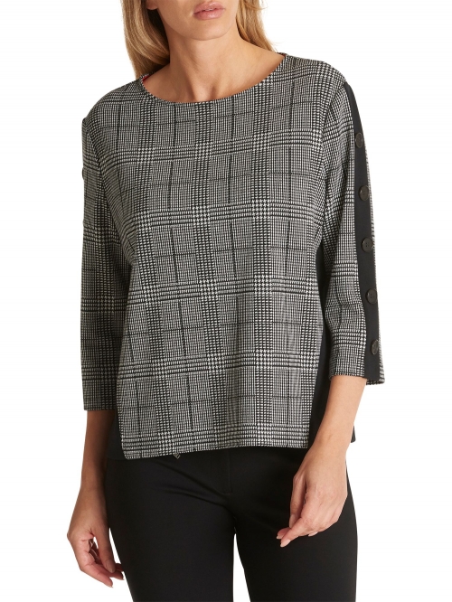 Betty Barclay Houndstooth Check Top, Black/Cream