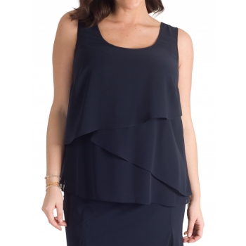 Chesca Triple Layer Chiffon Tunic, Dark Navy