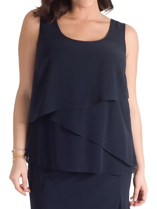 Chesca Triple Layer Chiffon Tunic, Dark Navy