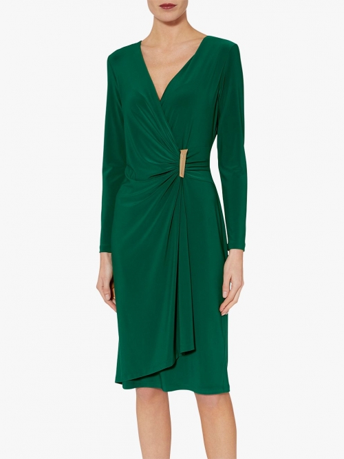 Gina Bacconi Harley Wrap Dress, Forest Green