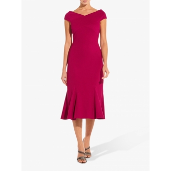 Adrianna Papell Daphne Godet Dress, Berry Gem