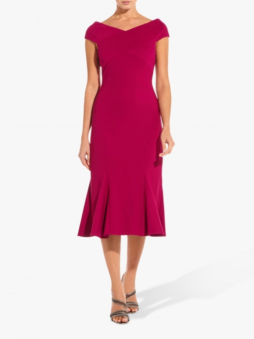 Adrianna Papell Daphne Godet Dress, Berry Gem