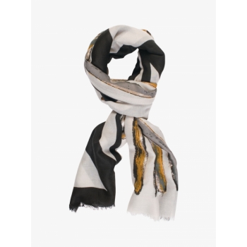 chesca Abstract Stripe Frayed Hem Scarf