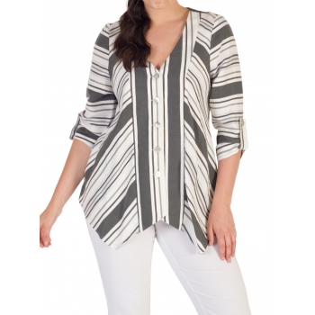 Chesca Diagonal Striped Jacket, White/Black