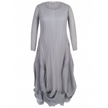 Chesca Matte Crepe Crush Pleat Dress, Silver Grey