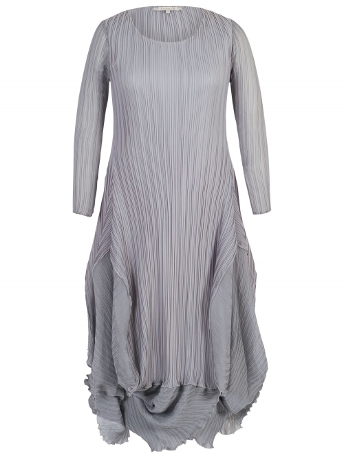 Chesca Matte Crepe Crush Pleat Dress, Silver Grey