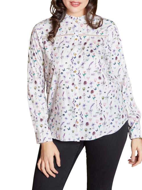 Yumi Curves French Botanical Shirt, Ivory