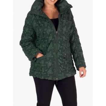 Chesca Bonfire Embroidered Quilted Coat, Green