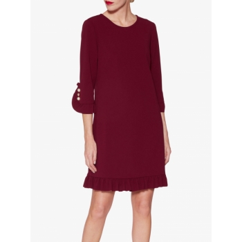 Gina Bacconi Garcelle Frill Dress, Wine