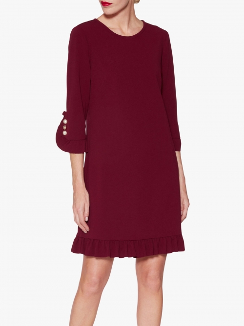 Gina Bacconi Garcelle Frill Dress, Wine