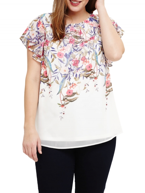 Studio 8 Patty Floral Print Top, Ivory/Multi