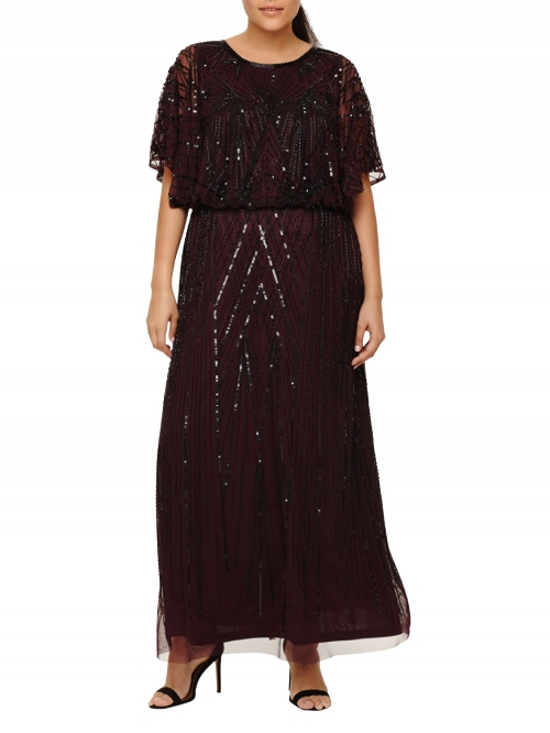 Studio 8 Beaded Maxi Dress, Merlot Black