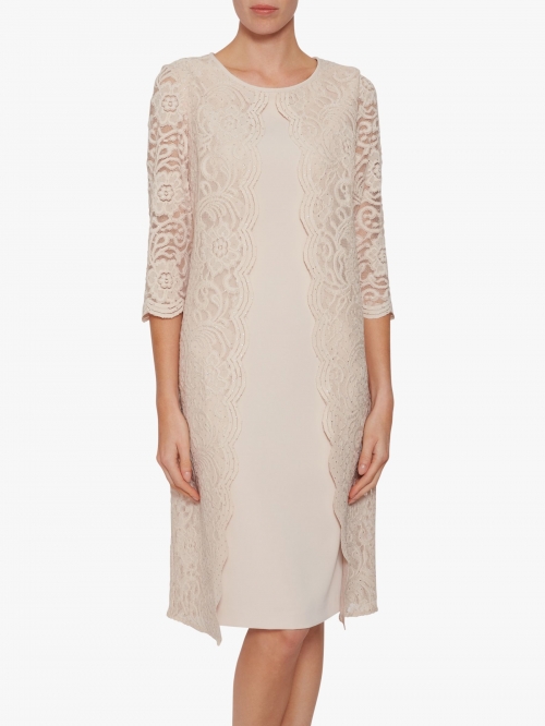 Gina Bacconi Clarabelle Lace Dress, Antique Rose