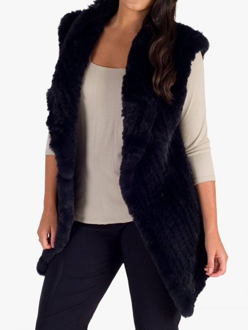 Chesca Faux Fur Gillet, Navy