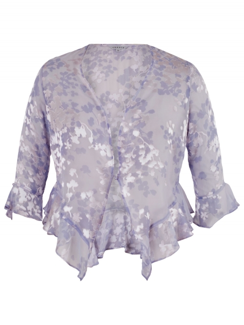 Chesca Lace Cap Devoree Applique Shrug, Lilac