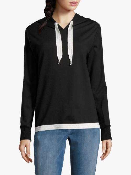 Betty Barclay Hooded Sweatshirt, Black/Cream