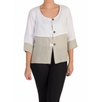 Chesca Colour Block Linen Jacket, Neutral