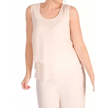 Chesca Wrap Back Layered Chiffon Top, Blush