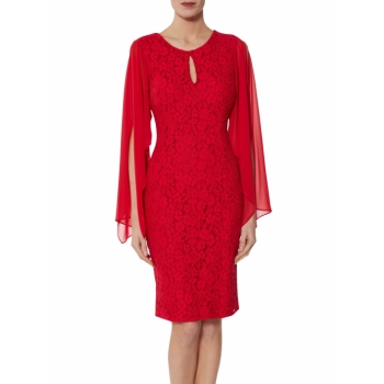 Gina Bacconi Niamh Lace And Chiffon Dress, Red