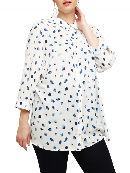 Studio 8 Sarah Spot Print Blouse, White/Blue