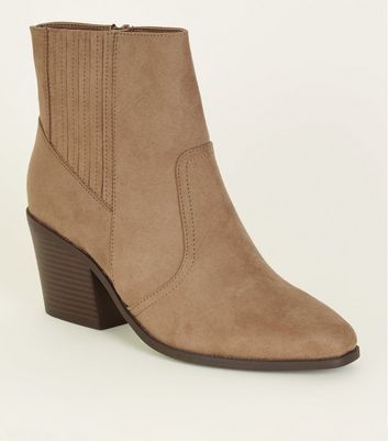 Light Brown Square Toe Heeled Western Boots