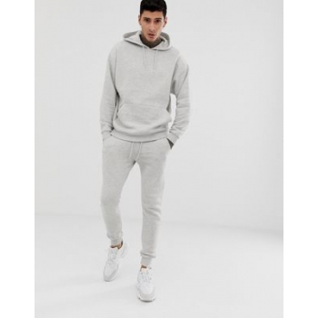 ASOS DESIGN oversized tracksuit with hoodie in light grey marl