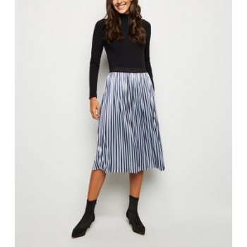 Mela Blue Stripe Pleated Midi Skirt