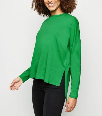 Noisy May Green Step Hem Top