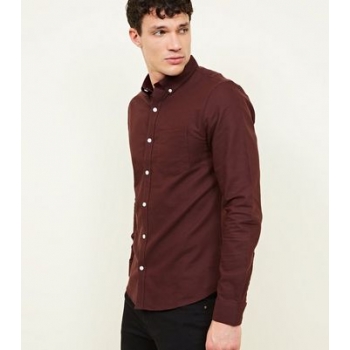 Burgundy Cotton Long Sleeve Oxford Shirt