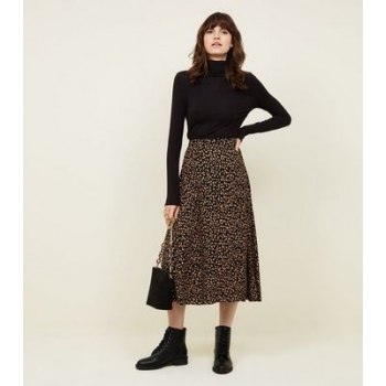 Black and Yellow Spot Print Midi Skirt