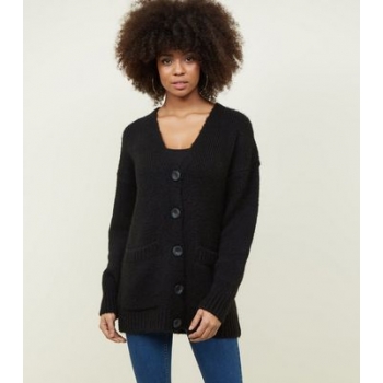 Black Button Up Oversized Cardigan