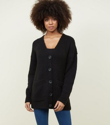 Black Button Up Oversized Cardigan