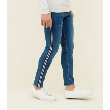 Blue Side Stripe Skinny Stretch Jeans