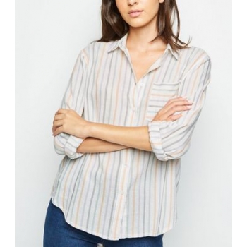 White Multi Stripe Long Sleeve Striped Shirt