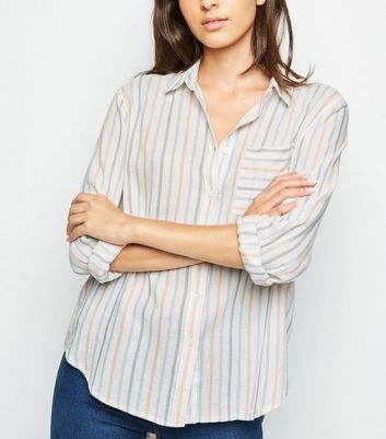 White Multi Stripe Long Sleeve Striped Shirt