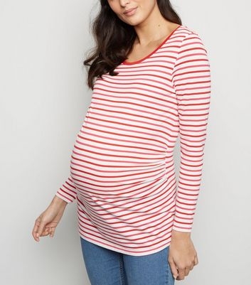 Maternity Pink Stripe Long Sleeve Top