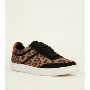 Brown Leopard Print Red Heeled Trainer